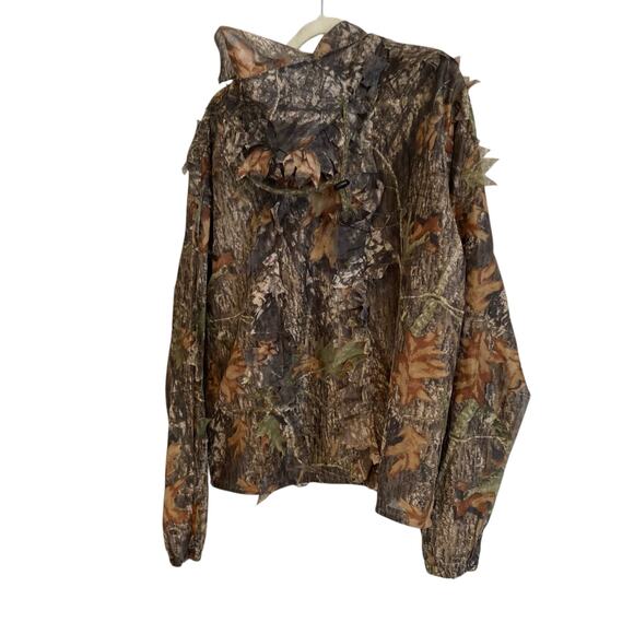 Underbrush Mossy Oak Break Up Camo Hooded Ghillie 3D Hunter Jacket Size Medium - Picture 4 of 16